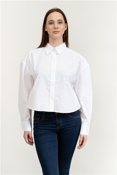 Calvin Klein Crisp Poplin Oversized Cropped S Kadın Gömlek