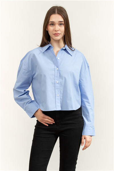 Calvin Klein Crisp Poplin Oversized Cropped S Kadın Gömlek