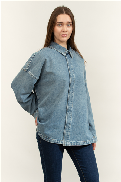 Calvin Klein Denim Boyfriend Shirt Overnight Kadın Kot Gömlek