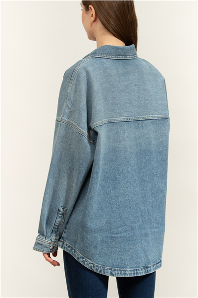 Calvin Klein Denim Boyfriend Shirt Overnight Kadın Kot Gömlek