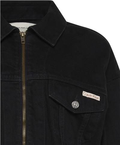 Calvin Klein Denim Cropped Jacket Soft Black Kadın Kot Mont