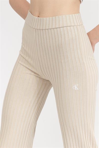 Calvin Klein Elongated Rib Kadın Eşofman Altı Bej
