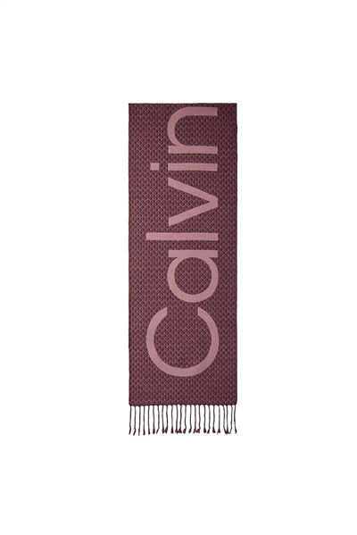Calvin Klein Emblem Aop Bold Logo Fringe Wove Kadın Atkı Siyah