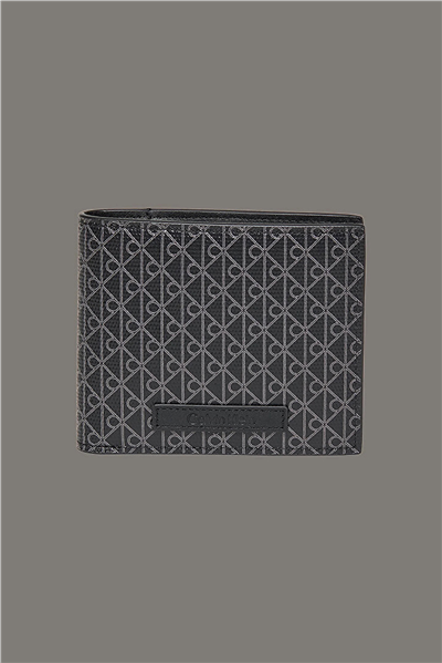 Calvin Klein Emblem Aop Coated Billfold W/ Co Erkek Cüzdan Siyah