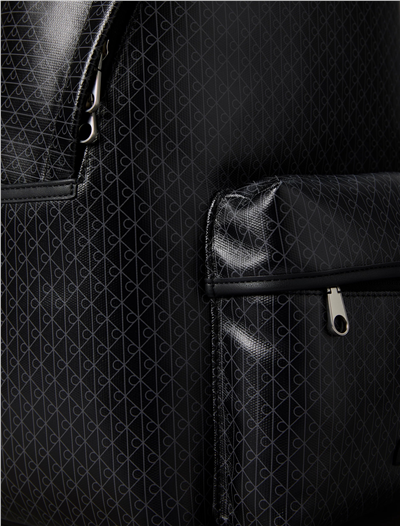 Calvin Klein Emblem Aop Coated Canvas Campus Erkek Sırt Çantası Siyah