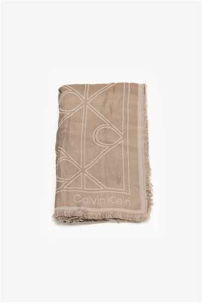 Calvin Klein Emblem Aop Contrast LW Square Sc Kadın Şal