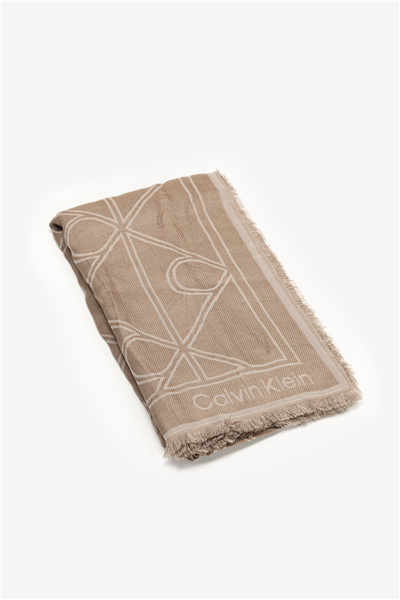 Calvin Klein Emblem Aop Contrast LW Square Sc Kadın Şal