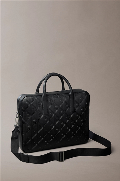 Calvin Klein Emblem Aop Deboss Commuter Erkek Bilgisayar Çantası Siyah