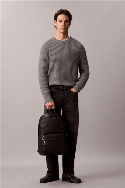 Calvin Klein Emblem Aop Deboss Round Backpack Erkek Sırt Çantası Siyah
