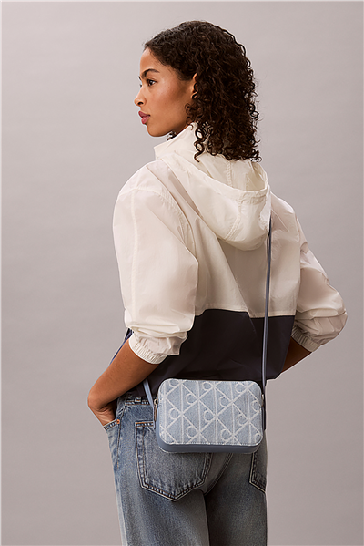 Calvin Klein Emblem Aop Denim Cam Kadın Mini Omuz Çantası