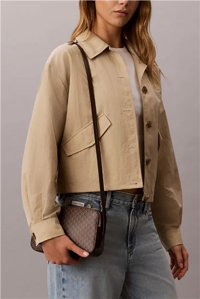Calvin Klein Emblem Aop Elongated Camera Bag Kadın Mini Omuz Çantası