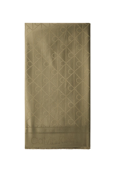 Calvin Klein Emblem Aop Glossy Tonal Scarf Kadın Atkı Yeşil