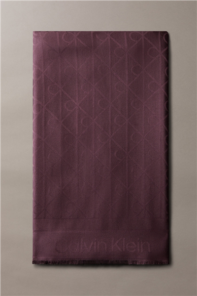 Calvin Klein Emblem Aop Glossy Tonal Scarf Kadın Atkı Siyah