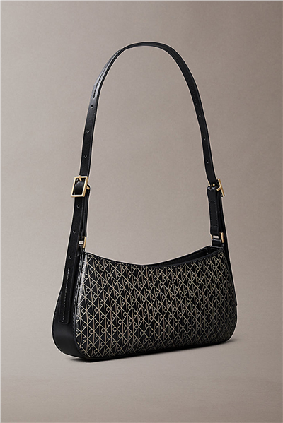 Calvin Klein Emblem Aop Small Shoulder Bag Kadın Mini Omuz Çantası Siyah