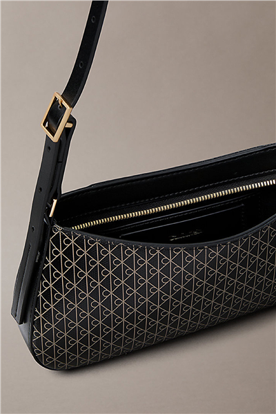 Calvin Klein Emblem Aop Small Shoulder Bag Kadın Mini Omuz Çantası Siyah