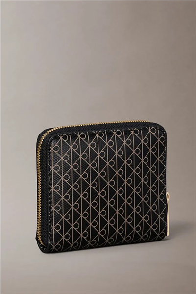 Calvin Klein Emblem Aop Square Zip Around Kadın Cüzdan Siyah