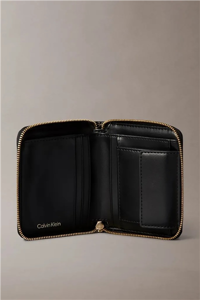 Calvin Klein Emblem Aop Square Zip Around Kadın Cüzdan Siyah