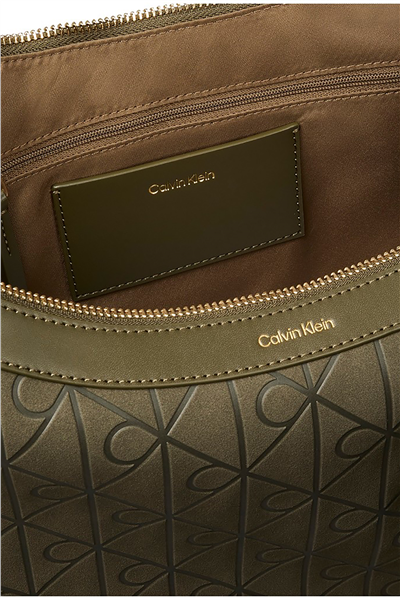 Calvin Klein Emblem Aop Sueded M Shoulder Bag Kadın Mini Omuz Çantası Yeşil