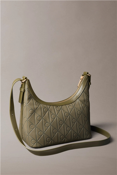 Calvin Klein Emblem Aop Sueded Shoulder Bag Kadın Omuz Çantası Yeşil