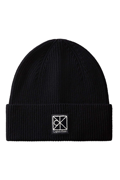 Calvin Klein Emblem Square Ri﻿B Beanie Kadın Bere Siyah