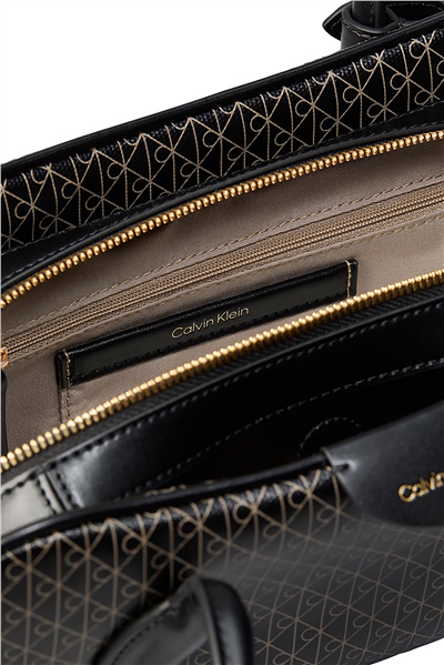 Calvin Klein Emblem Trio Aop Shoulder Bag Kadın Omuz Çantası Siyah