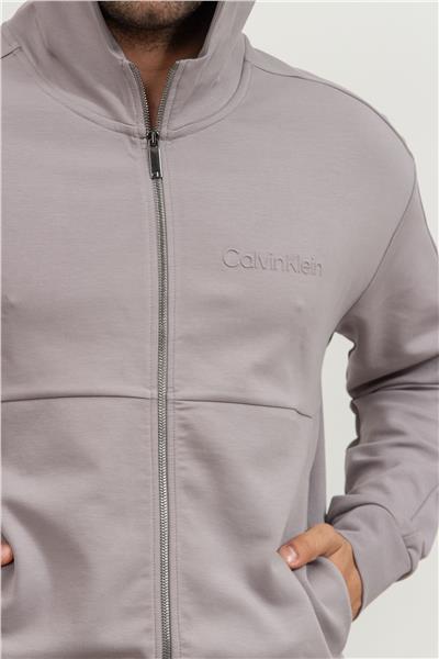 Calvin Klein Embossed Logo Erkek Fermuarlı Sweatshirt