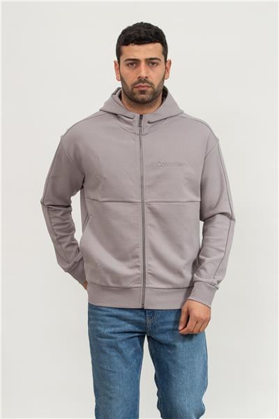 Calvin Klein Embossed Logo Erkek Fermuarlı Sweatshirt