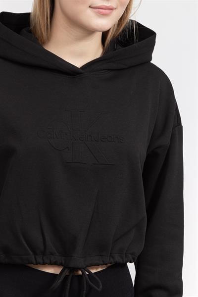 Calvin Klein Embossed Monologo Kadın Kapüşonlu Sweatshirt