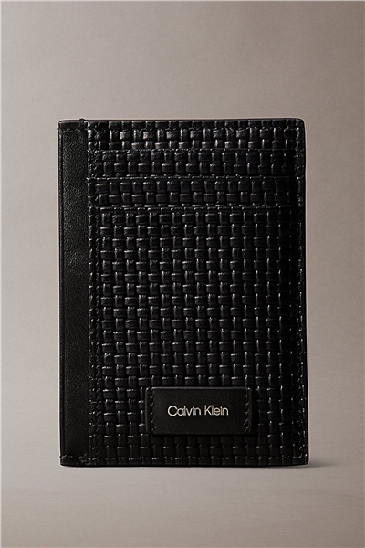 Calvin Klein Embossed Woven N/S Card Case Erkek Kartlık Siyah