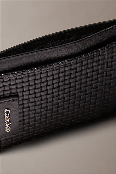Calvin Klein Embossed Woven N/S Card Case Erkek Kartlık Siyah