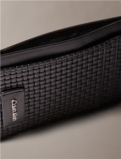 Calvin Klein Embossed Woven N/S Card Case Erkek Kartlık Siyah