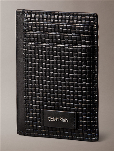 Calvin Klein Embossed Woven N/S Card Case Erkek Kartlık Siyah