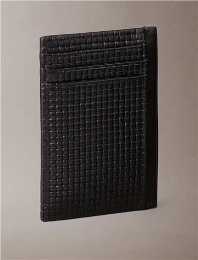 Calvin Klein Embossed Woven N/S Card Case Erkek Kartlık Siyah