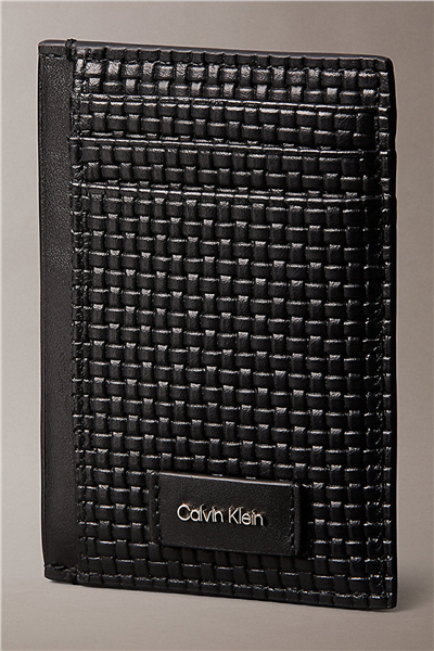 Calvin Klein Embossed Woven N/S Card Case Erkek Kartlık Siyah