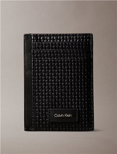 Calvin Klein Embossed Woven N/S Card Case Erkek Kartlık Siyah