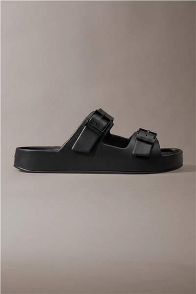 Calvin Klein Ergon Eva Double Bar Erkek Sandalet Siyah