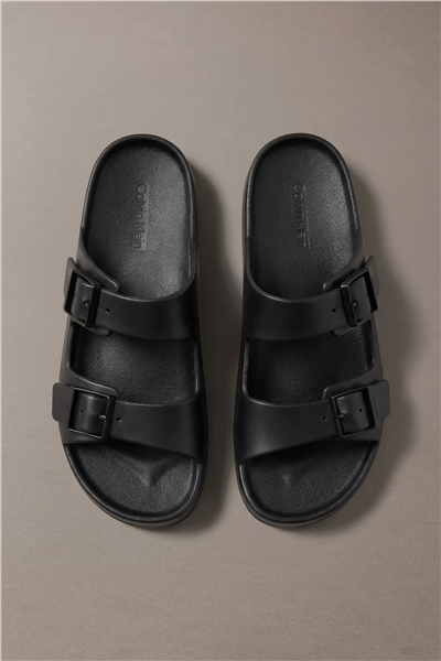 Calvin Klein Ergon Eva Double Bar Erkek Sandalet Siyah
