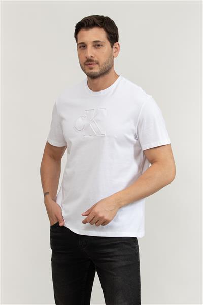 Calvin Klein Erkek Bisiklet Yaka T-Shirt Beyaz