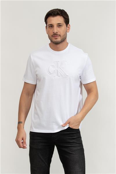 Calvin Klein Erkek Bisiklet Yaka T-Shirt Beyaz