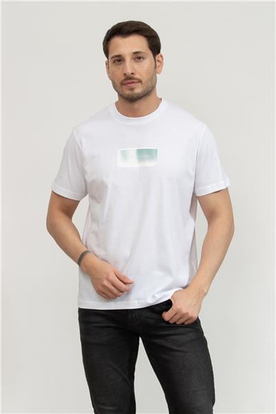 Calvin Klein Erkek Bisiklet Yaka T-Shirt Beyaz
