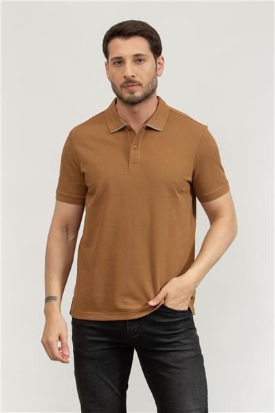 Calvin Klein Erkek Polo Yaka T-Shirt Kahverengi