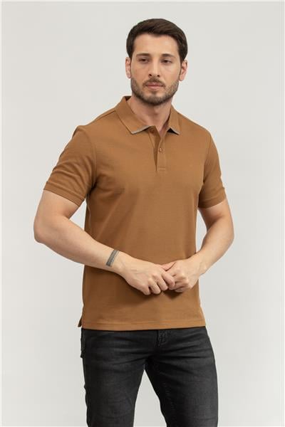 Calvin Klein Erkek Polo Yaka T-Shirt Kahverengi