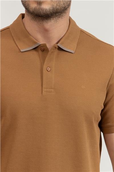 Calvin Klein Erkek Polo Yaka T-Shirt Kahverengi
