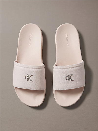 Calvin Klein Ess Slide Canvas Hdw Kadın Terlik Bej