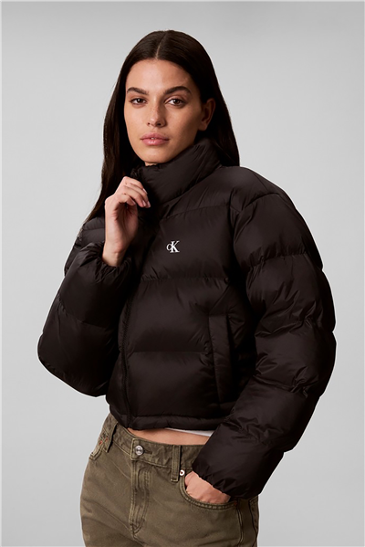 Calvin Klein Essential Mw Crop Puffer Kadın Şişme Mont Siyah