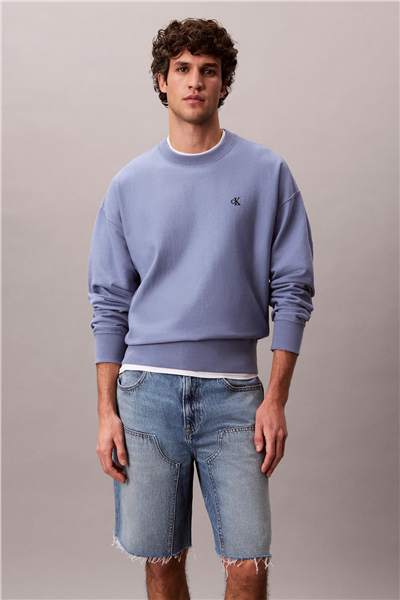 Calvin Klein Ez Prm Tery Mongrm Cn Swtshrt Erkek Fermuarlı Sweatshirt Mavi