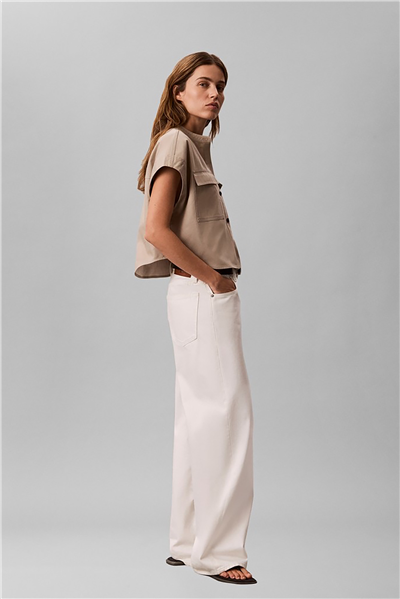 Calvin Klein Faux Denim Ss Relaxed Blouse Kadın Gömlek