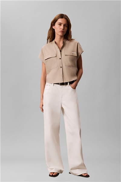 Calvin Klein Faux Denim Ss Relaxed Blouse Kadın Gömlek