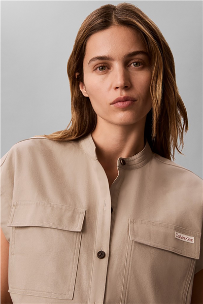 Calvin Klein Faux Denim Ss Relaxed Blouse Kadın Gömlek