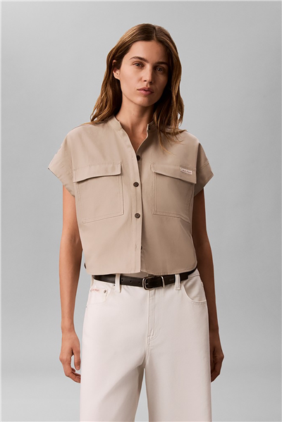 Calvin Klein Faux Denim Ss Relaxed Blouse Kadın Gömlek